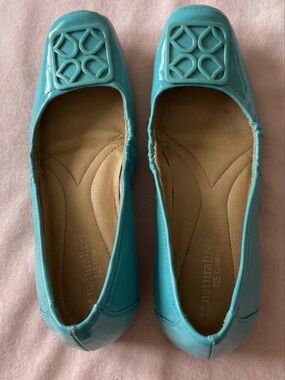 Naturalizer Turquoise Patent Square-Toe Ballet Flats